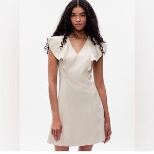 Gap Vegan Leather Mini Dress Brand New Flutter Sleeves